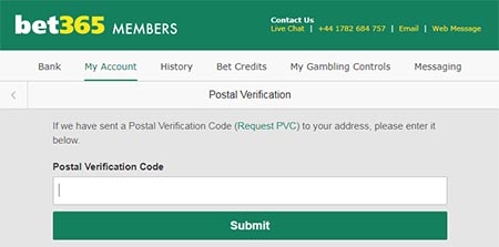 Bet365 postal verification