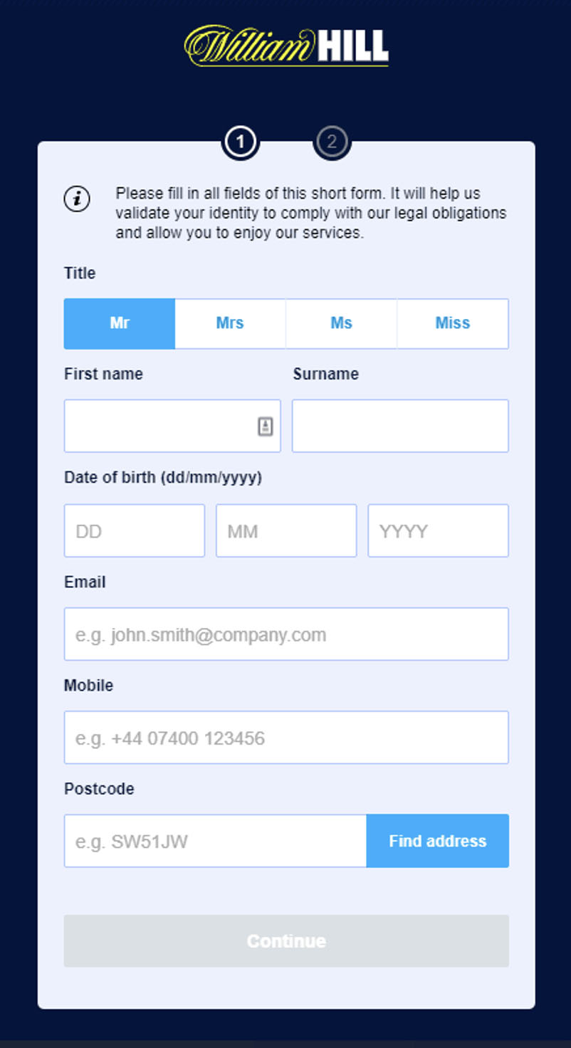 William Hill registracija